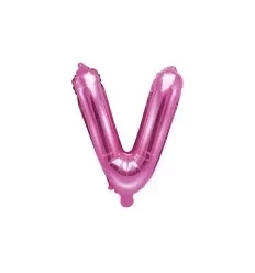 Pink folie bogstav 'V' - 35 cm
