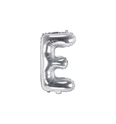 Sølv folie bogstav 'E' - 35 cm