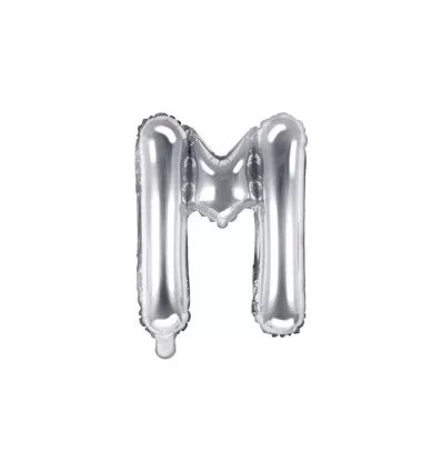Sølv folie bogstav 'M' - 35 cm
