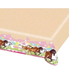 Heste plastik dug - Hvid og brun hest