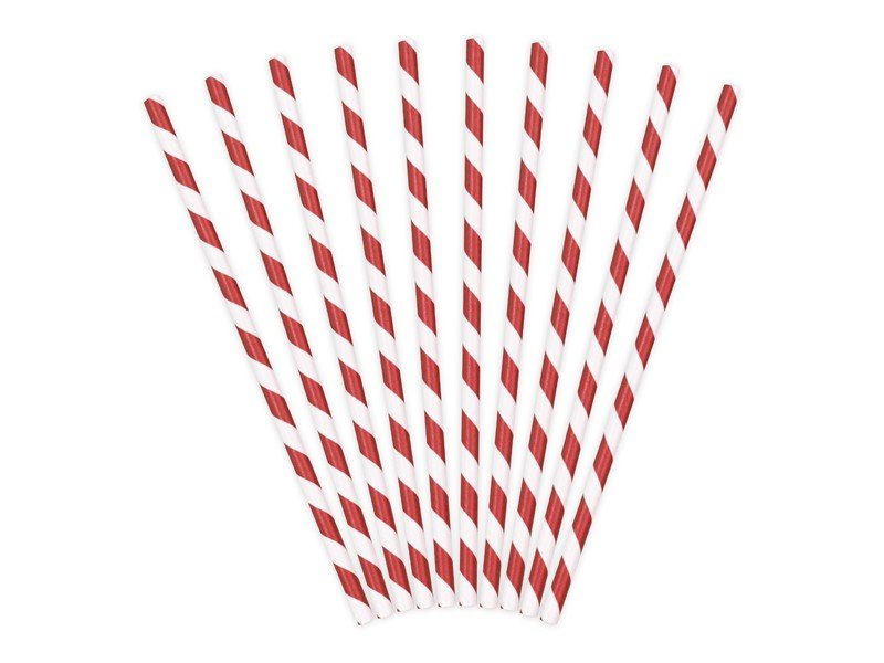 Papir sugerør - rød og hvide striber