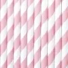 Papir sugerør - lys pink - hvide striber