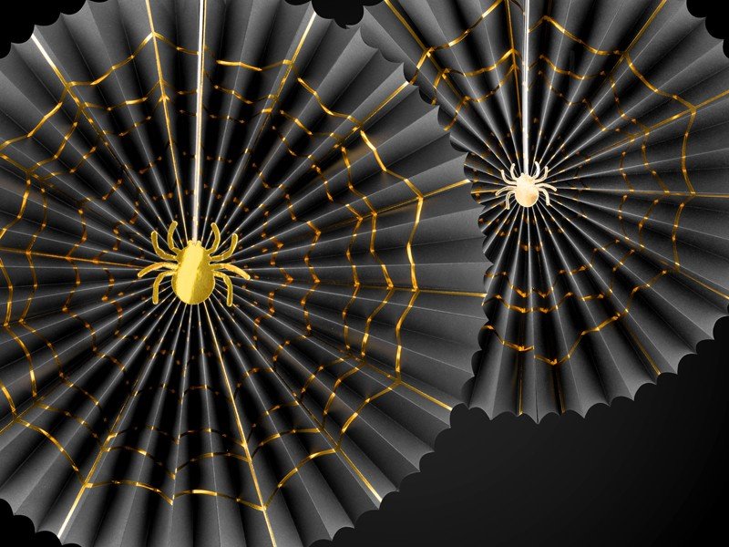 Sort og guld "Trick and Treat" rosetter med edderkopper