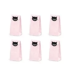 Lys pink - papirsposer - kattehoved klistermærker