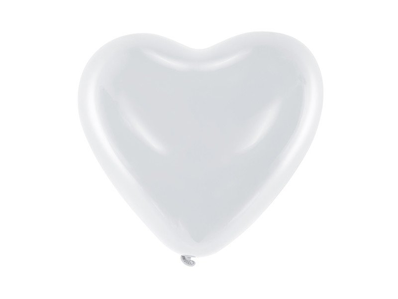 Hjerte ballon - hvid - 23 cm - 100 stk.