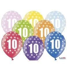 Blandet Metalic Balloner 10 års fødselsdag