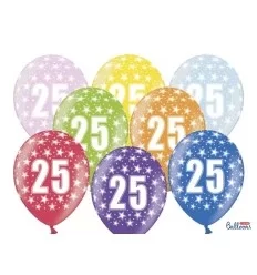 Blandet Metalic Balloner 25 års fødselsdag