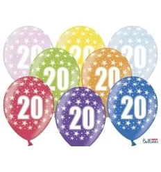 Blandet Metalic Balloner 20 års fødselsdag