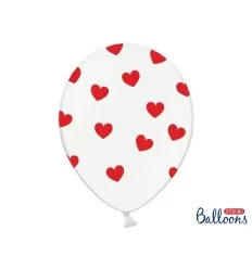 Pastel Hvide Balloner med røde hjerter