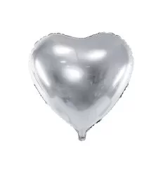 Folie ballon - Hjerte - sølv - 45 cm