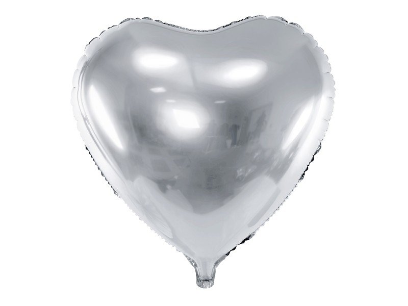Folie ballon - Hjerte - sølv - 45 cm