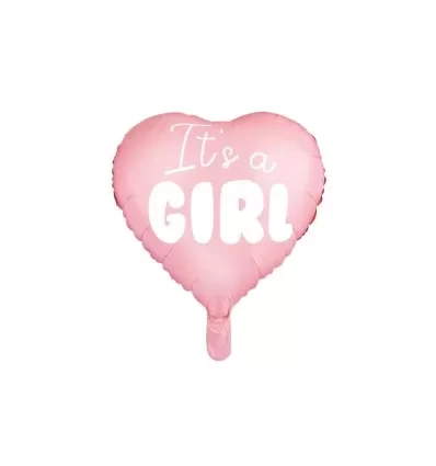 Folie ballon - Hjerte - It´s a girl - lys pink - 45 cm