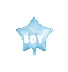 Folie ballon - Stjerne - It´s a boy - lys blå - 48cm