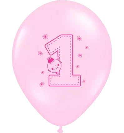 6 Stk. Første fødselsdag ballon - Pige