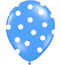 6 stk. Blå ballon med hvide prikker
