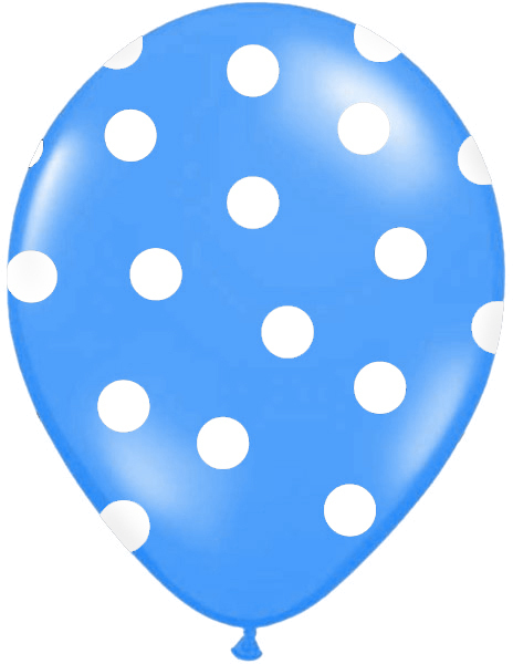 6 Stk. Blå ballon med hvide prikker