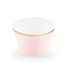 Cupcake wrapper - rosa med guld kant