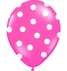 6 Stk. Pink ballon med hvide prikker