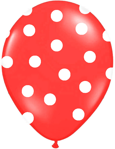 Billede af 6 Stk. Rød ballon med hvide prikker