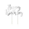 Happy Birthday kageskilt - sølv