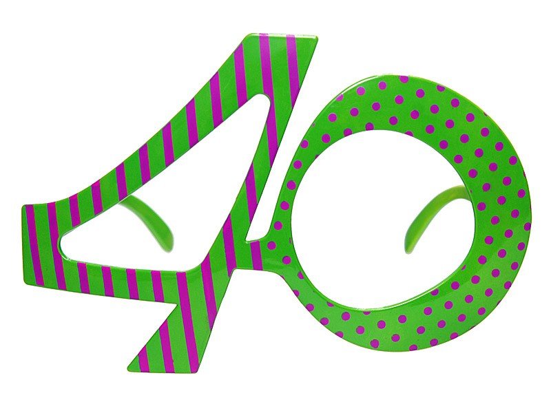 Grøn - fest briller - formet som tallet 40 - uden glas