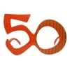 Orange - fest briller - formet som tallet 50 - uden glas