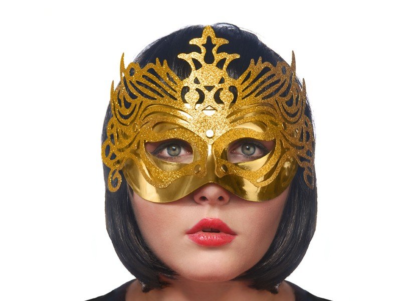 Guld farvet glimmer - fest maske med mønster