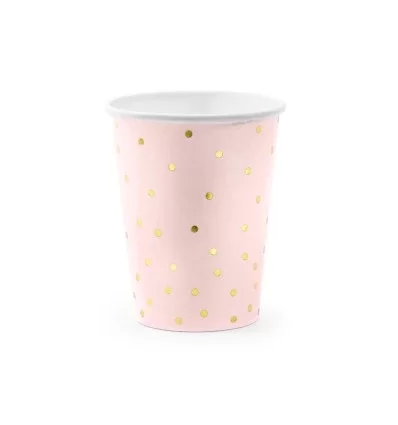 Lys pink papkrus med guld prikker - 260 ml