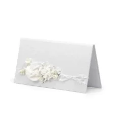 Perle hvid penge æske med creme farvet blomster