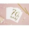 Hvide - servietter- teksten "70 th birthday" i guld