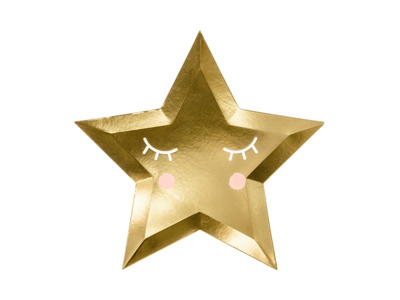 Billede af Stjerne tallerken - ansigt - guld