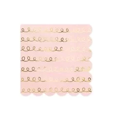 Lys pink servietter - guld snirkler