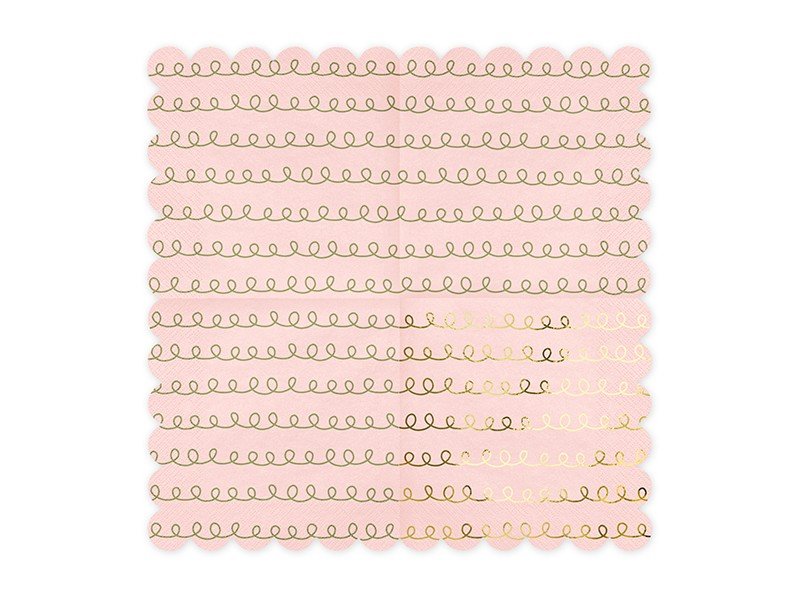Lys pink servietter - guld snirkler