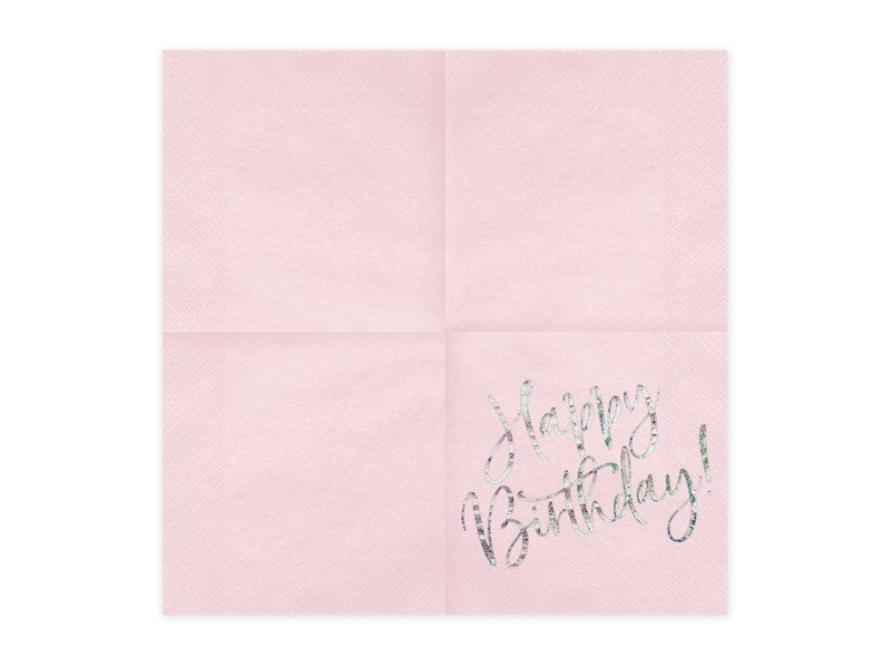 Billede af Happy birthday servietter - lys pink