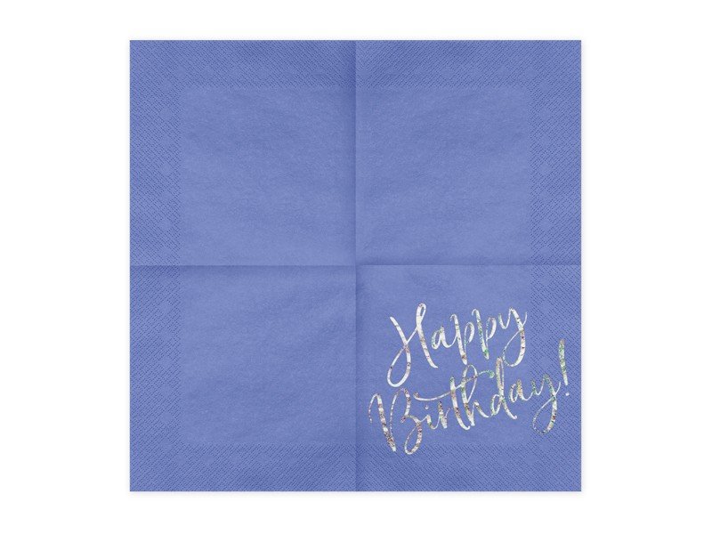 Billede af Happy birthday servietter - marine blå