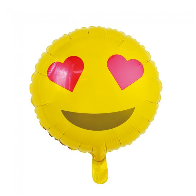 Emoji med hjerter folie ballon