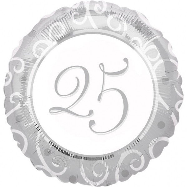 25 års sølv folie ballon