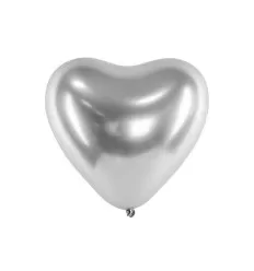 Sølv hjerte balloner - 30 cm
