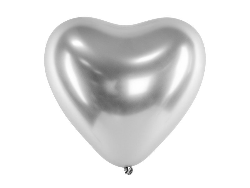 Sølv hjerte balloner - 30 cm