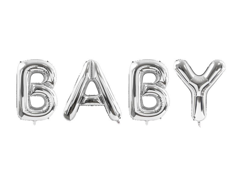 Baby folie ballon - sølv - 262 x 86 cm