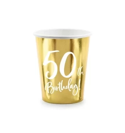 50 års fødselsdagskrus - guld - 220 ml - 6 stk