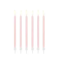 Lys pink fødselsdagslys - 12 stk - 14 cm