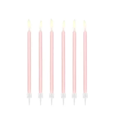 Lys pink fødselsdagslys - 12 stk - 14 cm