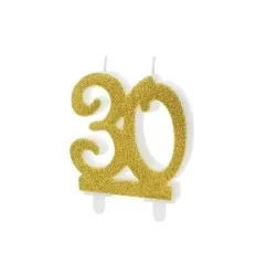 Guld glimmer fødselsdagslys - 30