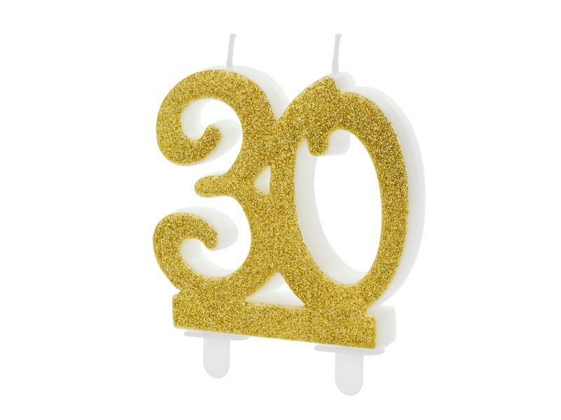 Guld glimmer fødselsdagslys - 30