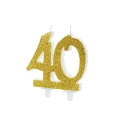 Guld glimmer fødselsdagslys - 40