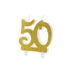 Guld glimmer fødselsdagslys - 50