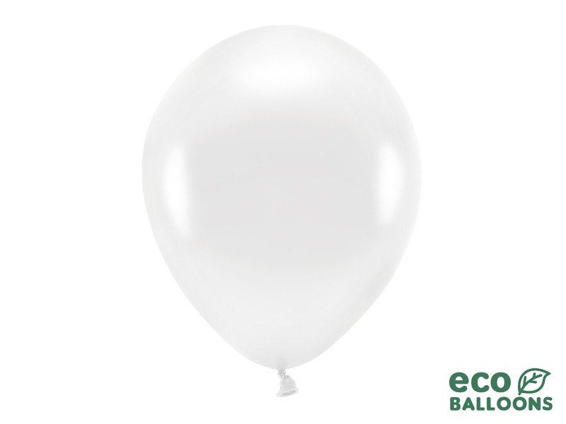 Hvid ballon - metallic 30 cm.
