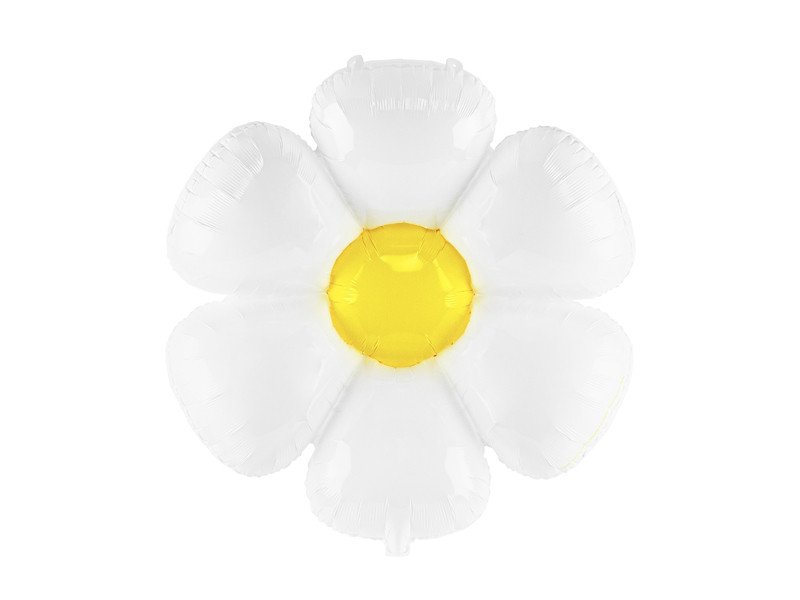 Folie ballon Blomst, 75x71cm, gul og hvid