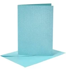 Kort og kuverter, Blå - 10,5x15 cm, 11,5x16,5 cm, 4 Sæt, 1 Pk.